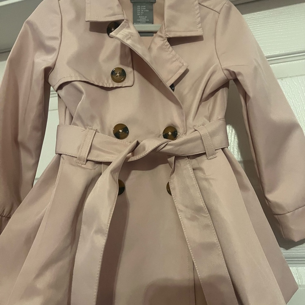Toddler Tahari Blush Pink/Tan Trench  Coat